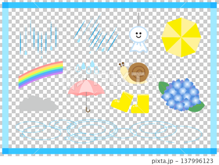 雨の日と梅雨のイラスト素材セット 137996123