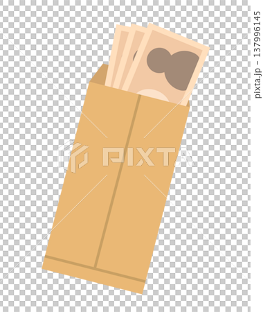 お札が入った茶封筒のイラスト 137996145