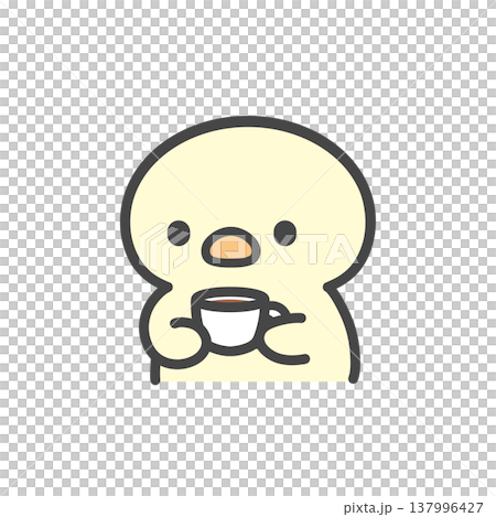 A hand-drawn illustration of a chick holding a cup and gazing at something, enjoying a coffee or tea break. A hand-drawn illustration of a chick holding a cup and gazing at something, enjoying a coffee or tea break. 137996427