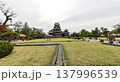 芝生越しに望む松本城 余白のある観光風景素材 137996539