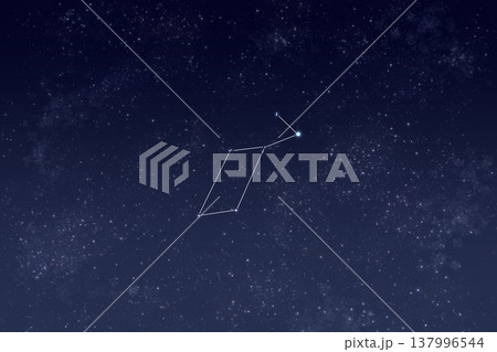 こと座と星座線が描かれたリアルな星空背景 137996544