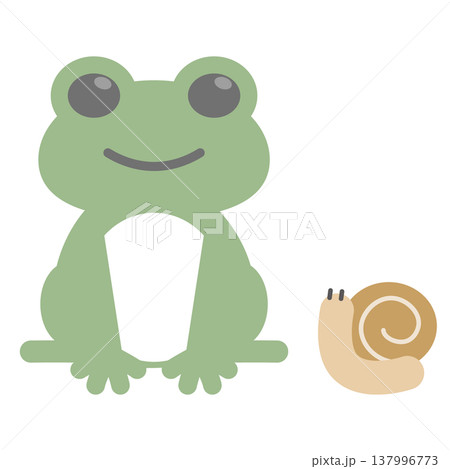 カタツムリとカエルのかわいいフラットイラスト 137996773