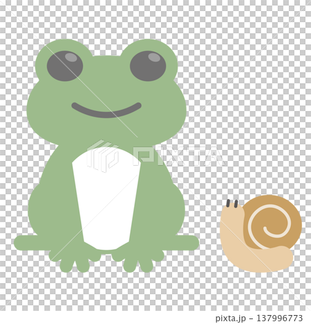 カタツムリとカエルのかわいいフラットイラスト 137996773