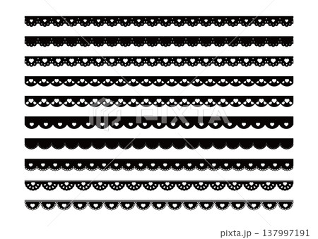 かわいいハートのレースのライン素材 Heart lace vector illustration s かわいいハートのレースのライン素材 Heart lace vector illustration s 137997191