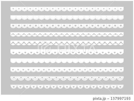 かわいいハートのレースのライン素材 Heart lace vector illustration s かわいいハートのレースのライン素材 Heart lace vector illustration s 137997193