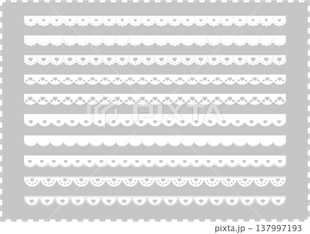 かわいいハートのレースのライン素材 Heart lace vector illustration s かわいいハートのレースのライン素材 Heart lace vector illustration s 137997193