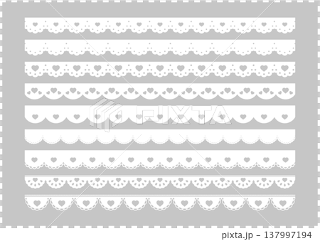 Cute heart lace line material - Heart lace vector illustration s 137997194