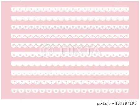 かわいいハートのレースのライン素材 Heart lace vector illustration s かわいいハートのレースのライン素材 Heart lace vector illustration s 137997195