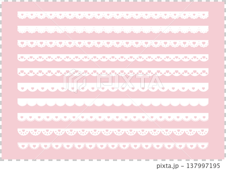 かわいいハートのレースのライン素材 Heart lace vector illustration s かわいいハートのレースのライン素材 Heart lace vector illustration s 137997195