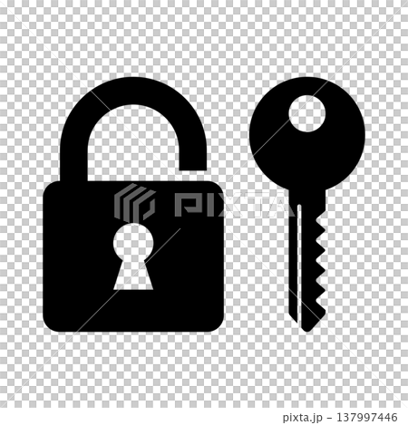 鍵と南京錠のシンプルなセキュリティアイコン 137997446