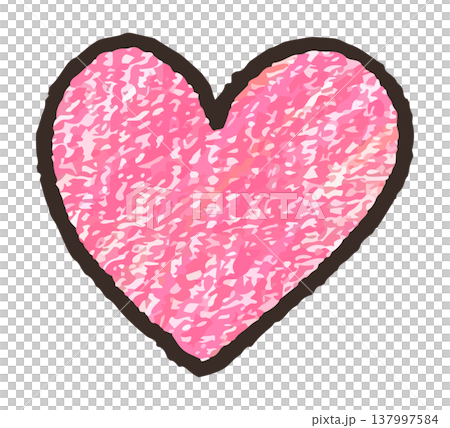 一顆手繪的粉紅色愛心，紋理看起來像是用蠟筆或粉彩畫的。 137997584