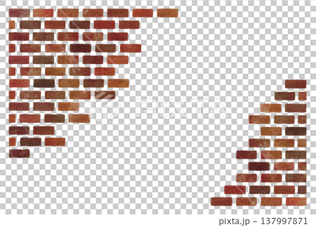 Hand-drawn style brick background illustration material 137997871