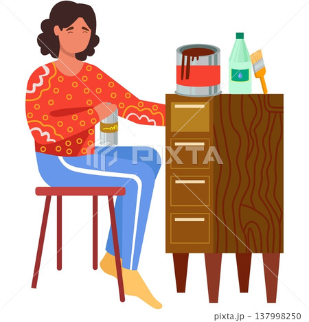 Woman repair craft create furniture vector icon 137998250