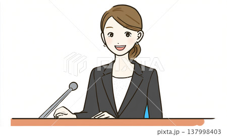 アナウンサーの仕事をする女性のイラスト 137998403