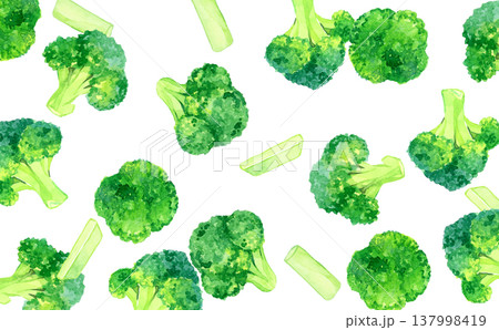 カットしたブロッコリーの背景 野菜の手描き水彩イラスト素材 カットしたブロッコリーの背景 野菜の手描き水彩イラスト素材 137998419