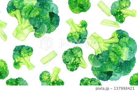 ブロッコリーの背景 野菜の手描き水彩イラスト素材 ブロッコリーの背景 野菜の手描き水彩イラスト素材 137998421