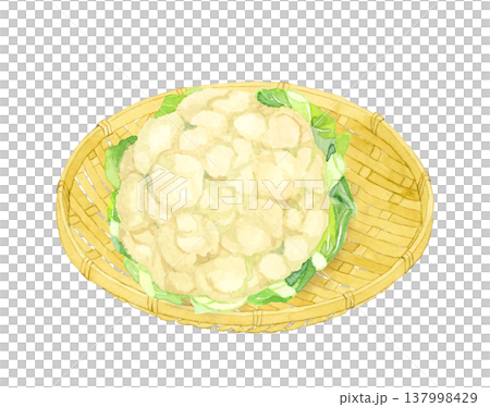 竹ざるに乗ったカリフラワー 野菜の手描き水彩イラスト素材 竹ざるに乗ったカリフラワー 野菜の手描き水彩イラスト素材 137998429