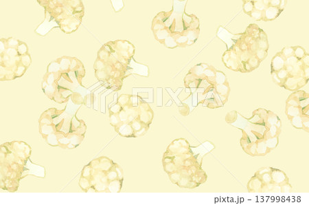 カリフラワーの背景　野菜の手描き水彩イラスト素材 137998438