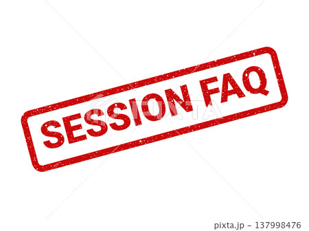 Grungy rubber stamp displaying the text SESSION FAQ for frequently asked questions, providing quick access to essential information Grungy rubber stamp displaying the text SESSION FAQ for frequently asked questions, providing quick access to essential information 137998476