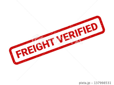 Rectangular freight verified rubber stamp label with distressed texture for quality control and customs clearance Rectangular freight verified rubber stamp label with distressed texture for quality control and customs clearance 137998531