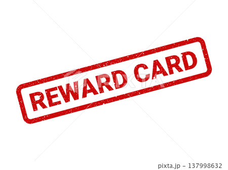 Isolated red grunge effect rubber stamp vector displaying a reward card message for customer loyalty 137998632