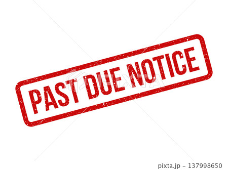 Official financial warning conveyed through a red distressed rubber stamp displaying PAST DUE NOTICE 137998650