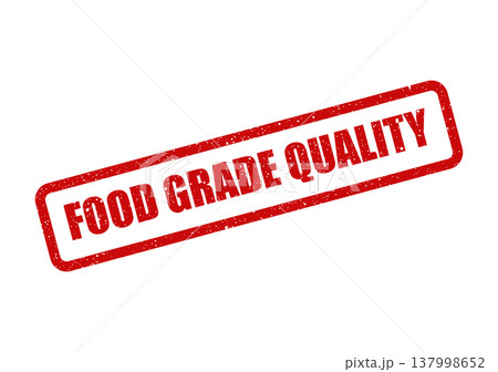 Official grunge effect rubber stamp with text clearly stating food grade quality for consumers 137998652