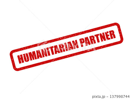 Official looking textured stamp with HUMANITARIAN PARTNER message, emphasizing collaborative relief efforts Official looking textured stamp with HUMANITARIAN PARTNER message, emphasizing collaborative relief efforts 137998744