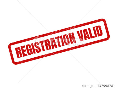 Official red grunge rubber stamp displaying REGISTRATION VALID for approval or verification purposes 137998781