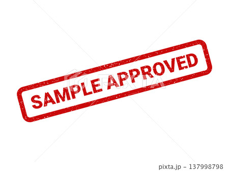 Official red grunge rubber stamp mark displaying the message sample approved for quality assurance 137998798