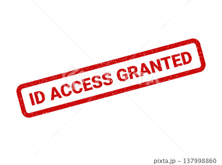 Official red grunge rubber stamp text indicating that identification access has been successfully granted 137998860