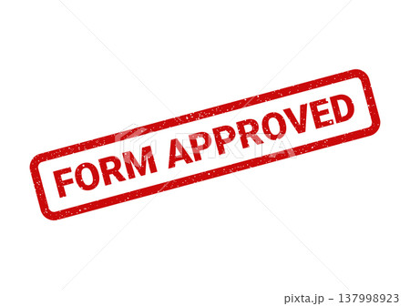 Official red rubber stamp with grunge texture displaying FORM APPROVED text for official documents 137998923