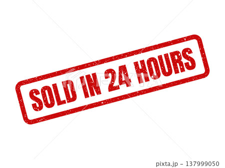 Prominent red rubber stamp clearly indicating a remarkably fast sale completed within a single day, highlighting efficiency and rapid results Prominent red rubber stamp clearly indicating a remarkably fast sale completed within a single day, highlighting efficiency and rapid results 137999050