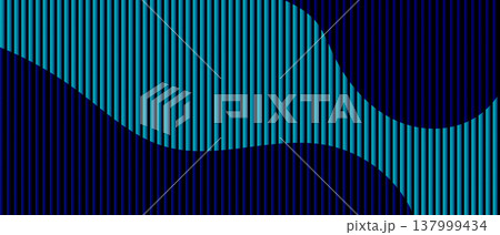 Deep blue teal ribbed glass texture with glossy vertical waves 137999434