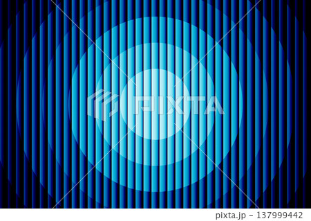 Vibrant blue circular ribbed glass texture with glossy vertical waves. 137999442
