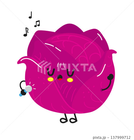 Red cabbage character singing and having fun with music 137999712