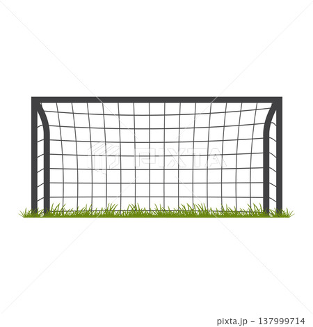 Football goal with grass icon silhouette. Soccer goal sport equipment. Vector illustration. Football goal with grass icon silhouette. Soccer goal sport equipment. Vector illustration. 137999714