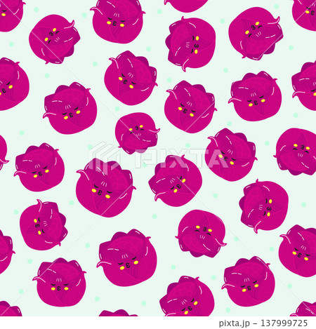 Kawaii red cabbage vegetable seamless pattern 137999725