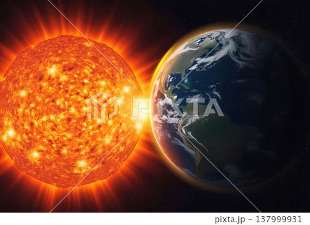 Artistic Visualization of Solar Radiation Impact 137999931