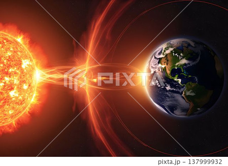 Solar Flare Reaching Earth Magnetic Field 137999932