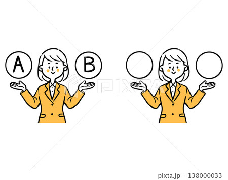 AとBの選択肢 若い女性会社員 上半身 ベクター(オレンジ) AとBの選択肢 若い女性会社員 上半身 ベクター(オレンジ) 138000033
