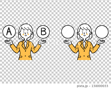 AとBの選択肢 若い女性会社員 上半身 ベクター(オレンジ) AとBの選択肢 若い女性会社員 上半身 ベクター(オレンジ) 138000033