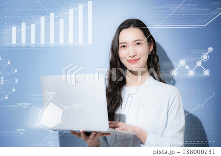 AIデータ分析でスピード感ある成長や成功する女性ビジネスの未来と成功イメージ 138000231
