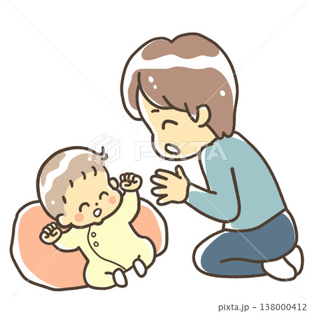 赤ちゃんをあやす男性 138000412