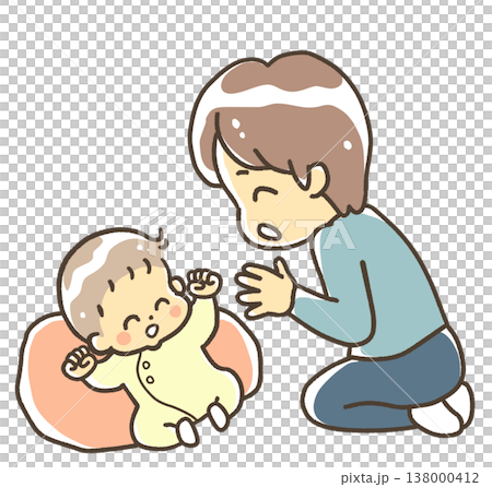 赤ちゃんをあやす男性 138000412