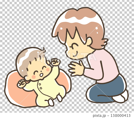 赤ちゃんをあやす女性 138000413