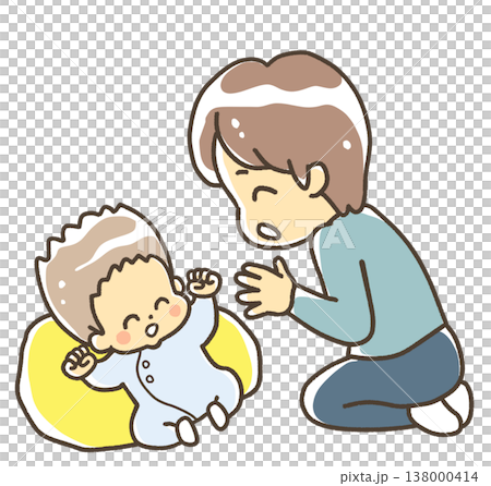 一個男人正在安撫一個頭髮粗糙的嬰兒。 一個男人正在安撫一個頭髮粗糙的嬰兒。 138000414
