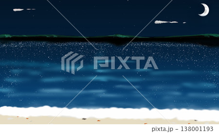 海の波と砂浜の横長背景イラスト 138001193