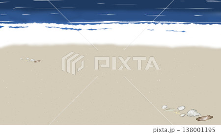 砂浜とビーチの横長背景イラスト（夜） 138001195