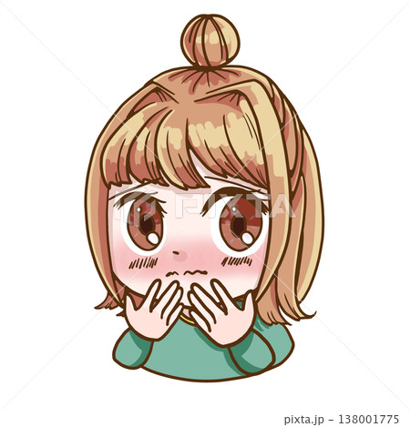 照れるイエベ春の女の子のカラーイラスト 照れるイエベ春の女の子のカラーイラスト 138001775